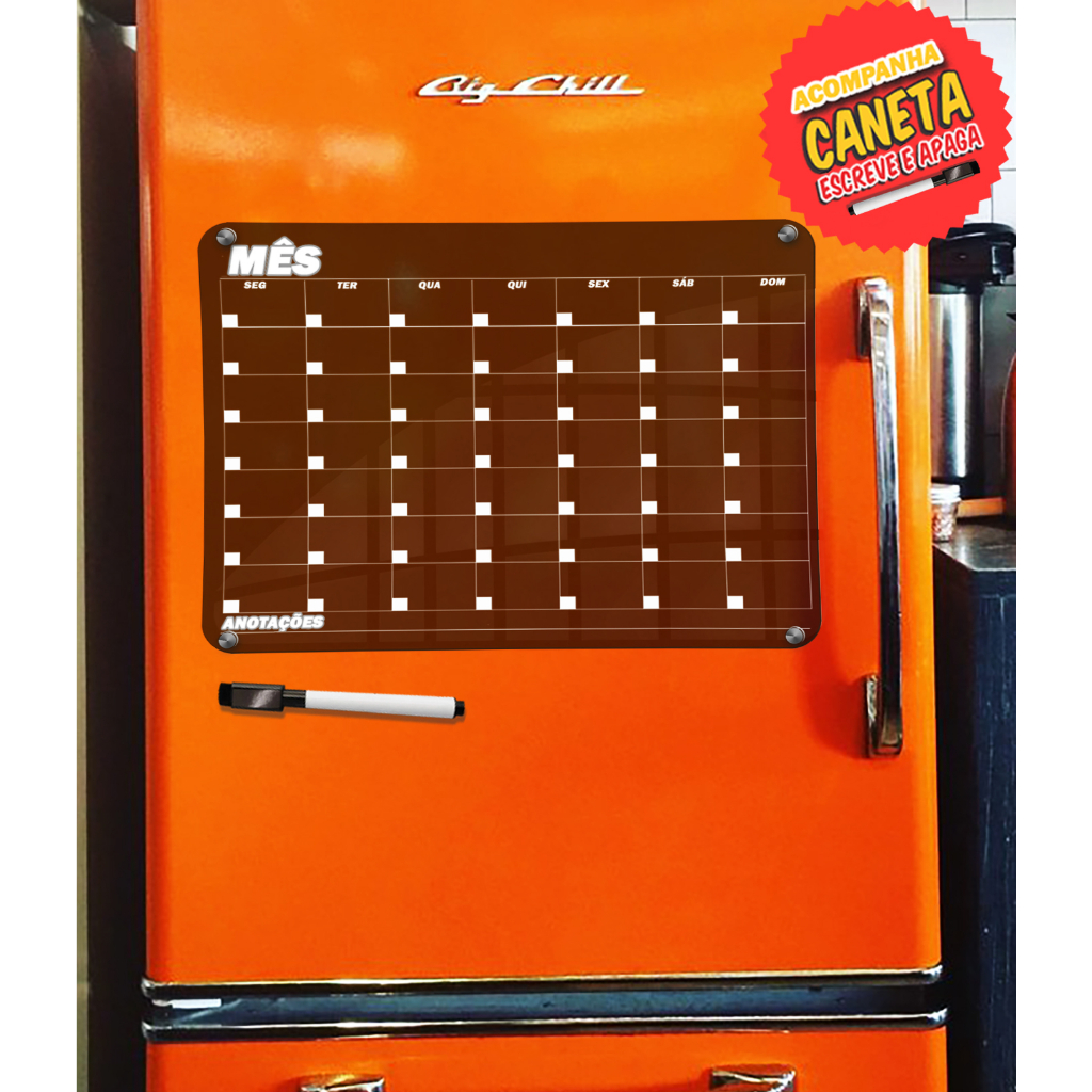 Lousa Ímã De Geladeira Planner Calendário Semanal Recados Acrilico Transparente com caneta