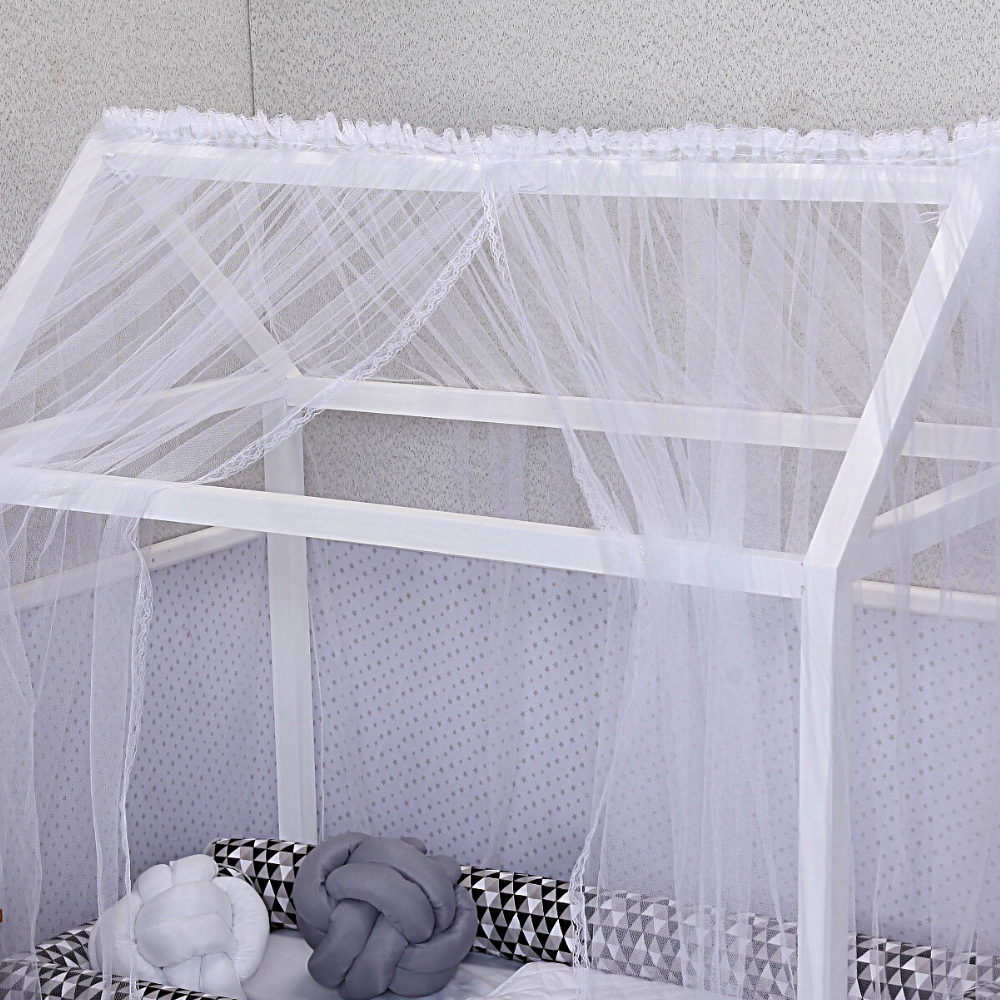 Mosquiteiro Mini Cama Casinha 1,60m  Comp x 1,70m Altura Tule  Com Rendinha No Acabamento