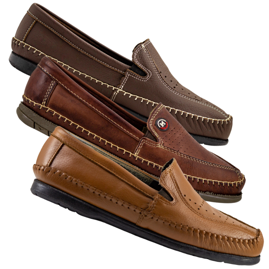 Kit 3 Pares Sapatos Mocassim Masculino de Couro Legitimo Ortopédico Sola costurada envio imediato