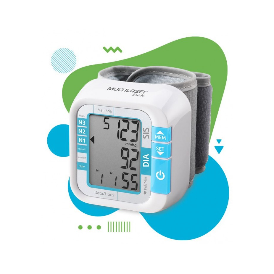 Aparelho de medir Pressão Arterial Digital De Pulso Multilaser Hc204 Branco