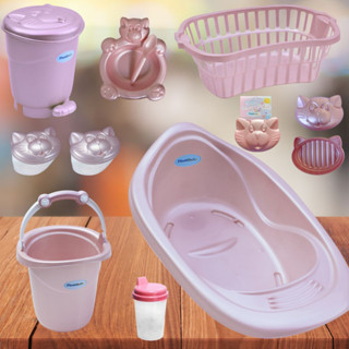 Banheira De Bebe Banho Kit Cesto Roupa 25 L Lixeira Saboneteira 10 itens