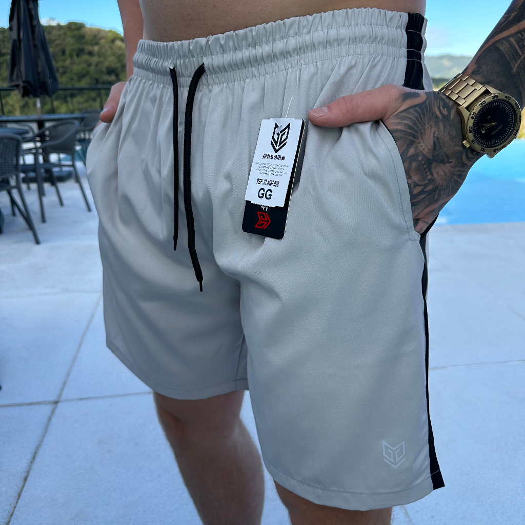 Shorts Elastano Masculino Bermuda Tactel Academia com Faixa Margus — imagem 2 de 2