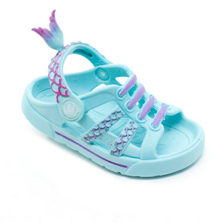 Sandalia Papete Infantil Plugt Menina Confortável Leve Sereia Brilho Glitter Azul em Oferta na Shopee
