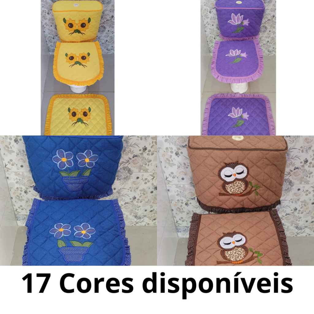 Tapete Felpudo de Banheiro 3pçs c/ Caixa Acoplada Jogo de Banheiro Caixa Acoplada