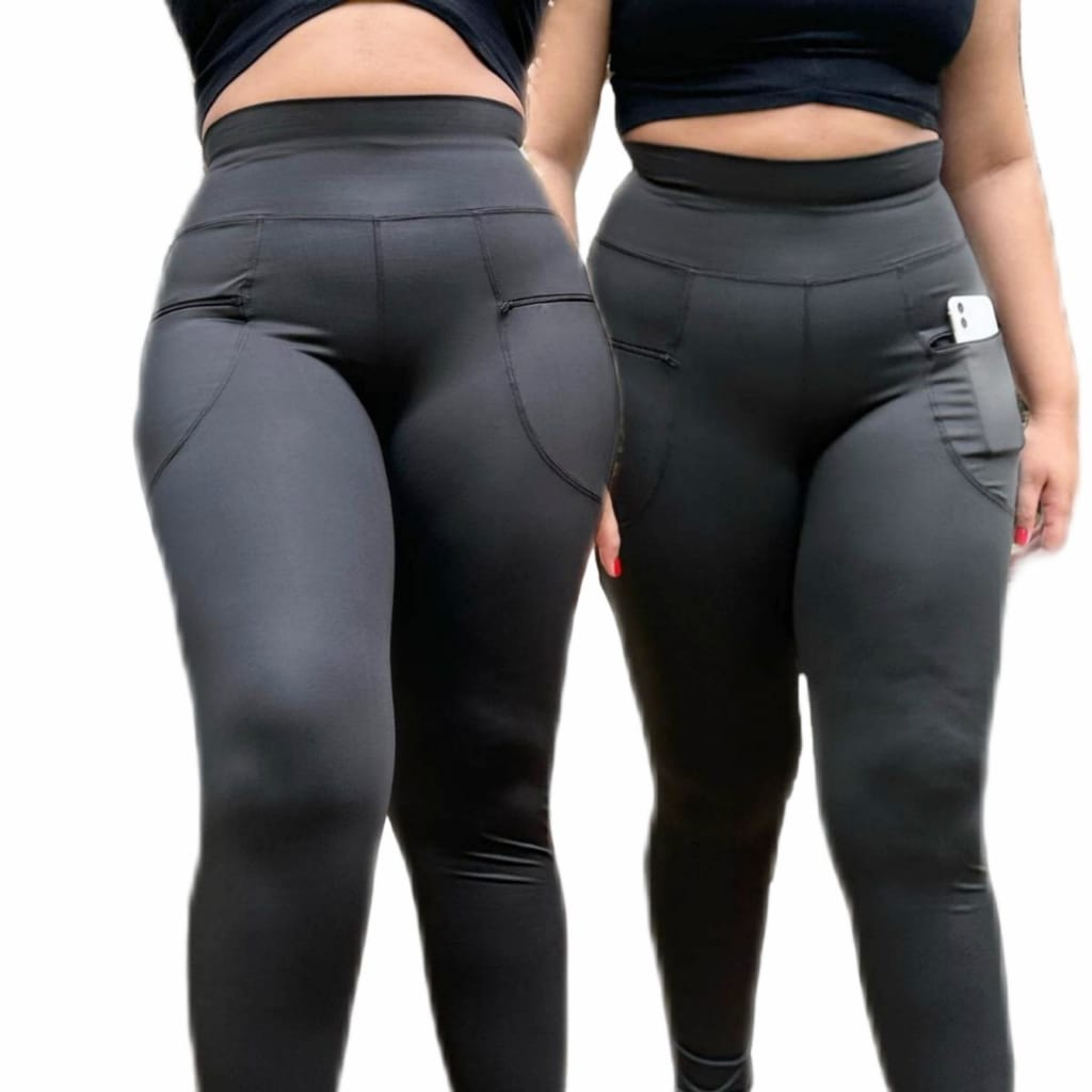 Leg Legging Plus Size Calça Feminina Super Lipo Cintura Alta Suplex Grosso  Bolso e Ziper G ao G4
