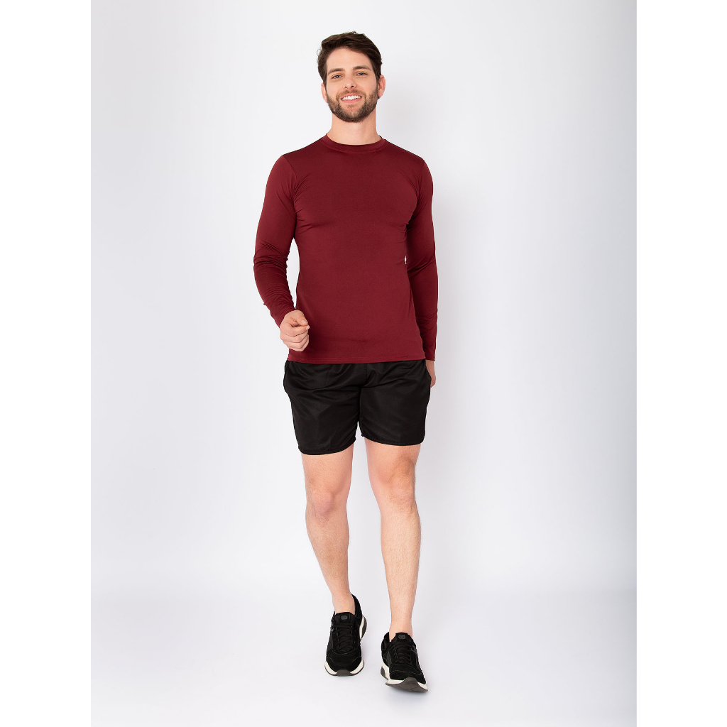 Camiseta Bordô Proteção UV 50+ Blusa Segunda Pele Camisa Manga Longa