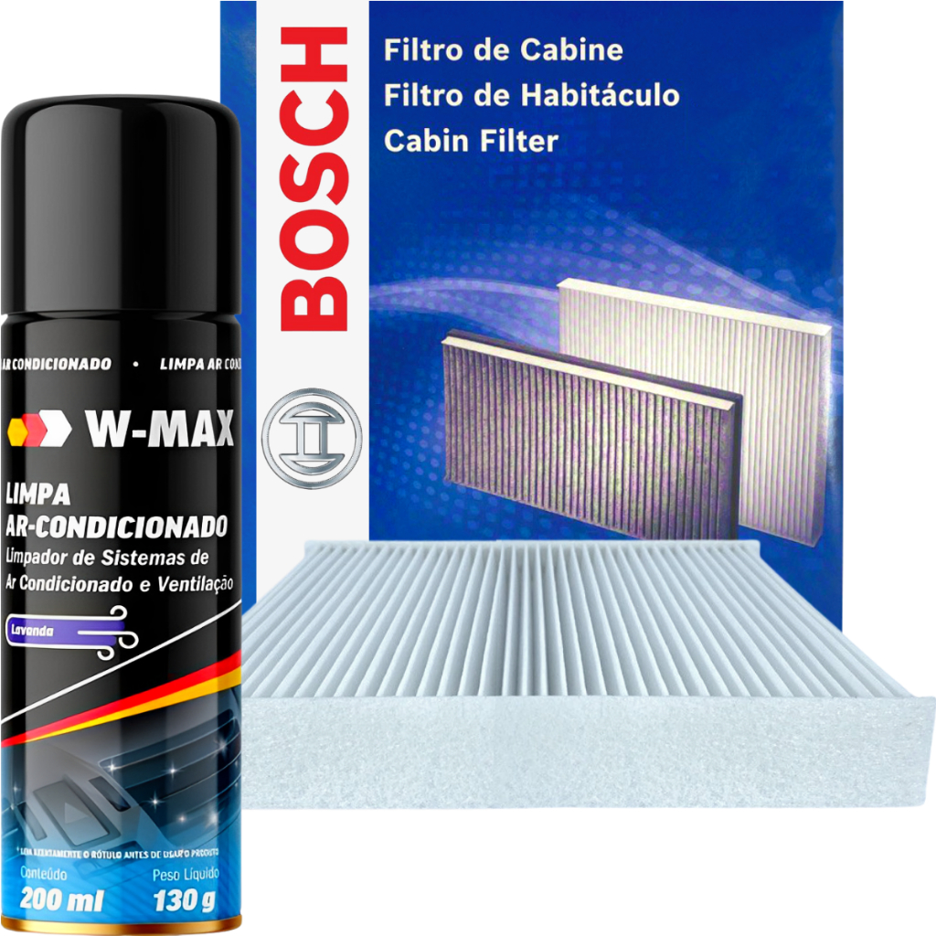 Filtro Ar Condicionado Cabine de Carro Bosch + Higienizador W-Max