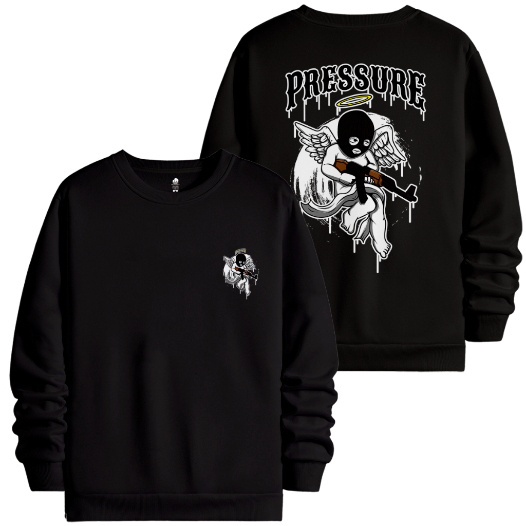 Blusa De Frio Moletom Casaco Gola Redonda Baby Angel Mask Gangster Ak47 Streetwear
