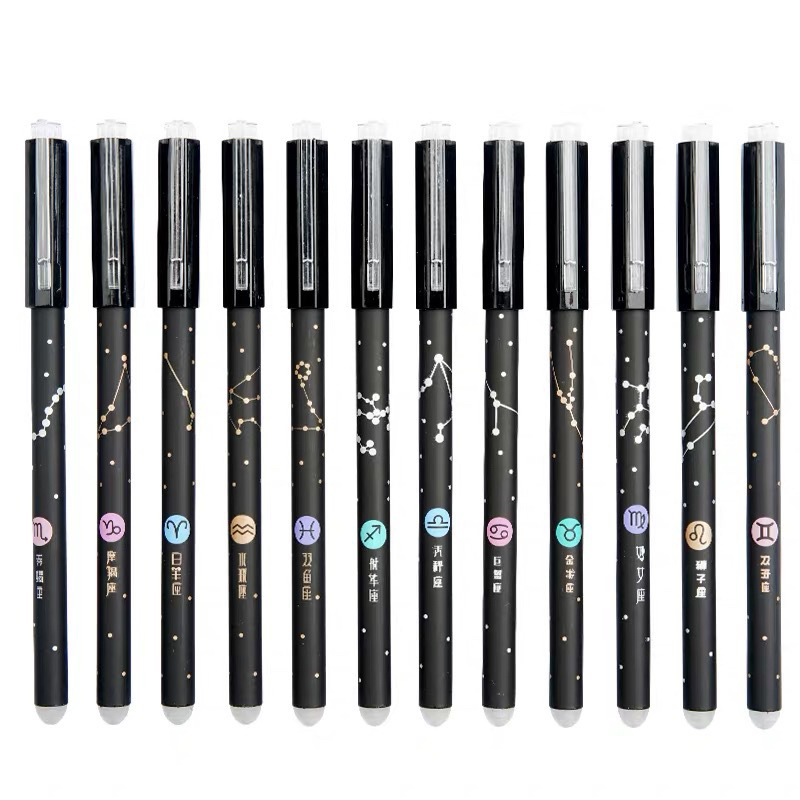 Imagem Kit de 12/24 peças Caneta de Signo aleatório Apagável Horóscopo Caneta que Apaga