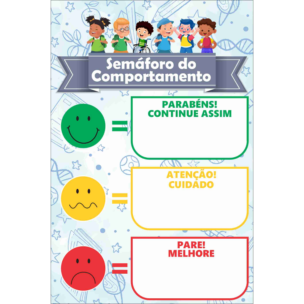 Banner Escolar Semáforo COMPORTAMENTO recurso visual educação infantil professores educadores