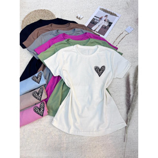 blusa T-shirt feminina tecido 100% algodão estampa colação单爱心