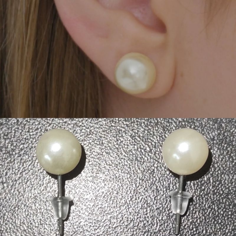 kit com 15 pares de brinco de pérolas chic 8mm com tarracha de silicone  para você ou para presentear quem você  gosta