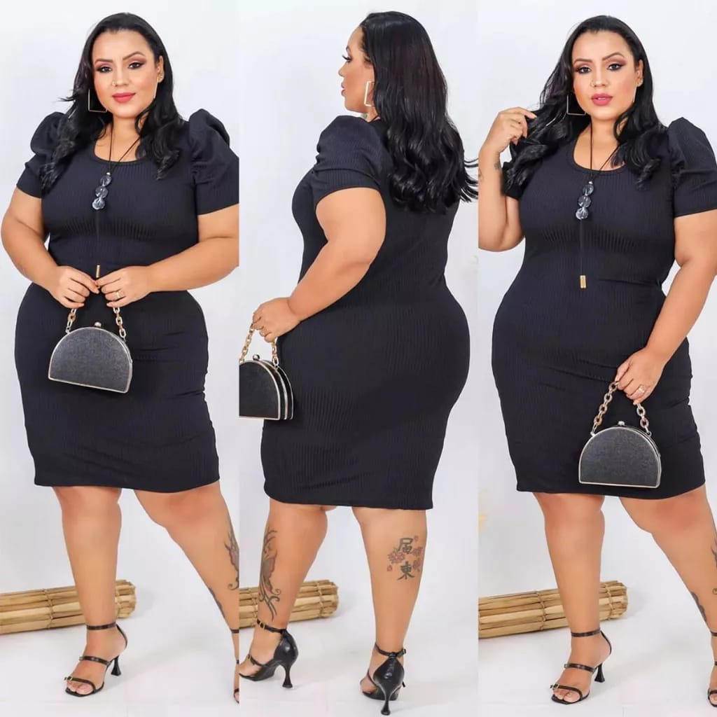 Vestido Plus Size Manga Princesa Bufante Canelado Moda Evangélica 2022