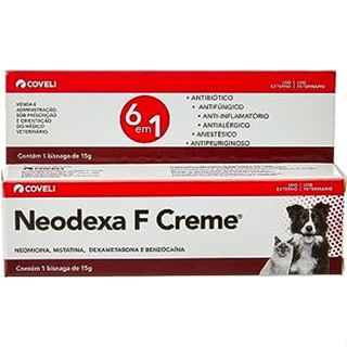 Creme Neodexa Para Cachorros Gatos com Ferimentos e Alergia Tratamento Afecções Dermatológicas 15g