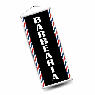 Banner Barber Shop Escrita Barbearia Faixa Premium Atrai Clientes 100x30cm