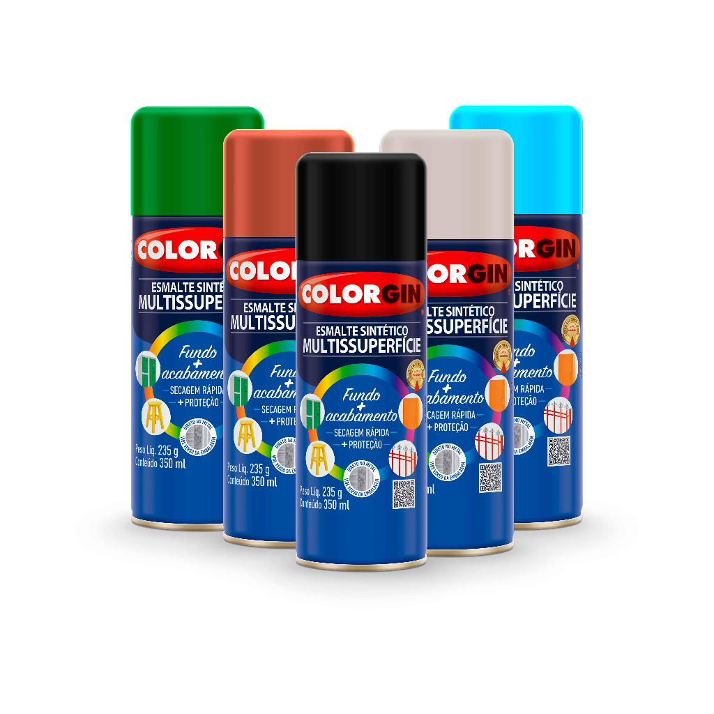 Colorgin Spray Esmalte Sintético Multissuperfície 350ml - Escolha A Sua Cor!