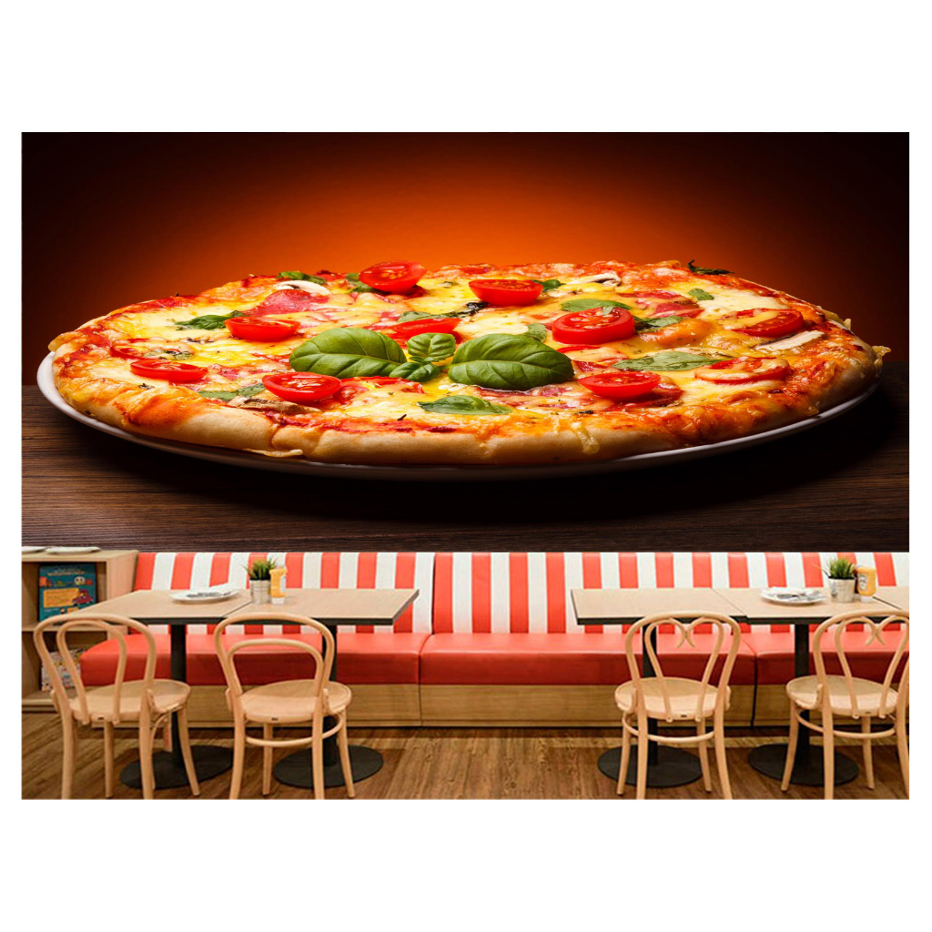 Papel de Parede Alimento Adesivo Decorativo Decoração Restaurante Pizzaria Pizzas Queijo - AL58