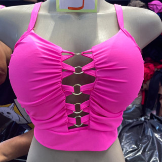 Cropped feminino com gravata curta e mangas cruzadas, moda verão 2023, recursos elásticos em Oferta na Shopee