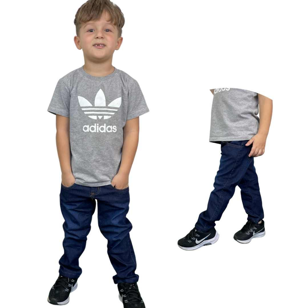 Calça Jeans skinny Infantil Juvenil Menino Elastano - 2 ao 16 Calça jeans apertada da moda