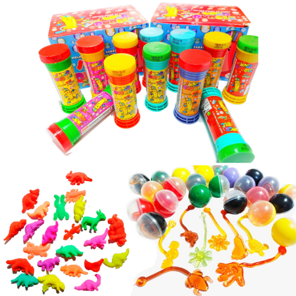 20 Bolha Sabão + 20 Gruda Parede + 20 Animais Cresce Agua Para Kit Festa Lembrancinha Aniversario