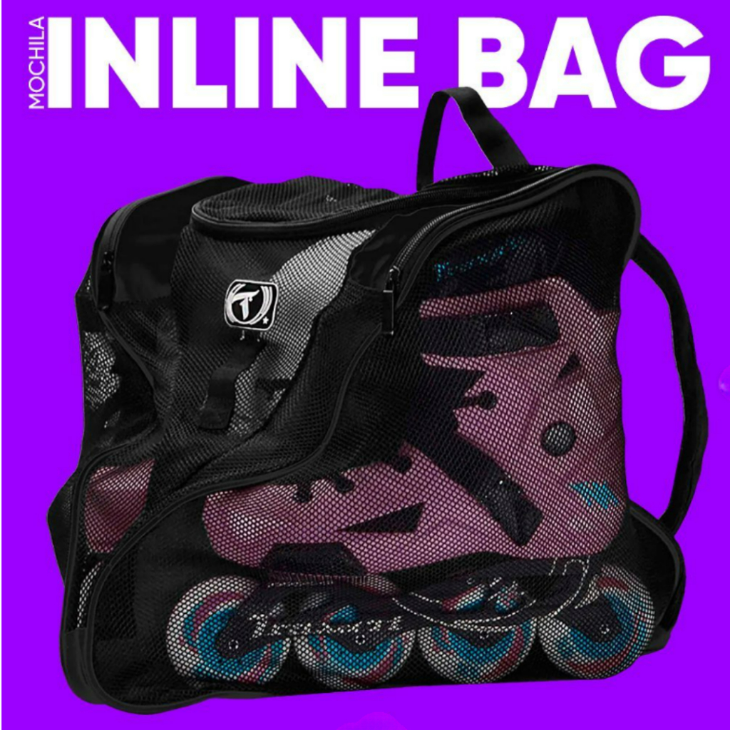 Mochila para Patins, Capacete e Kit Proteção Bag Traxart Inline Preto