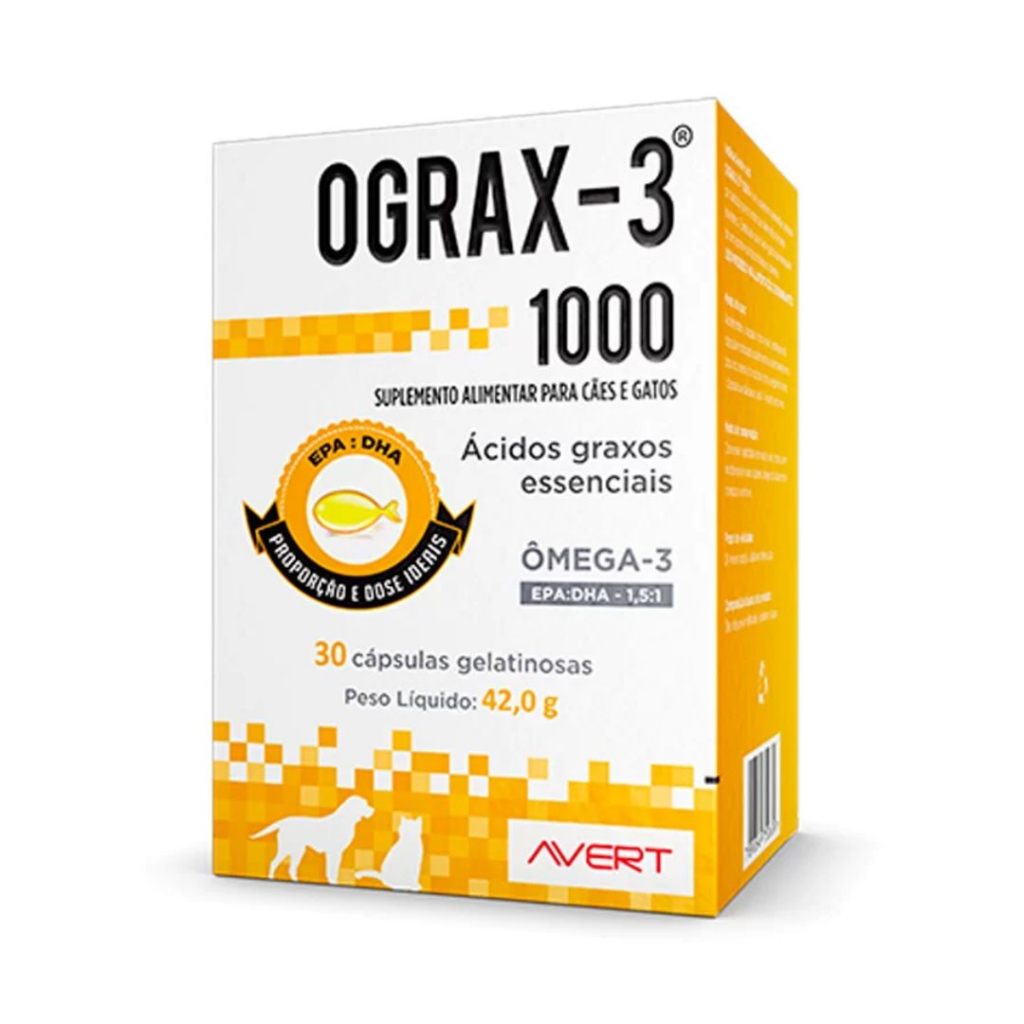 Ograx-3 1000 caixa c/30 Suplemento Omega-3 Acidos graxos essenciais