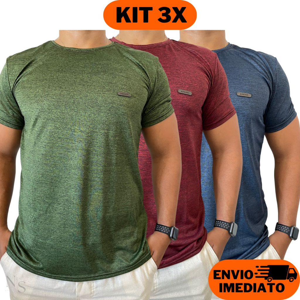 Kit 3 Camisetas Masculina Dry Fit Blusa Malha Fria Academia Treino em Oferta na Shopee