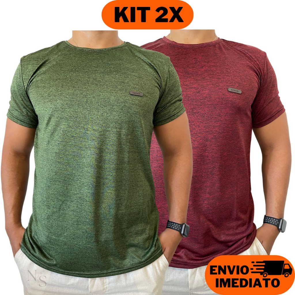 Kit 2 Camisetas Masculinas Dry Fit Malha Fria Camisa Moda Fitness Academia Treino