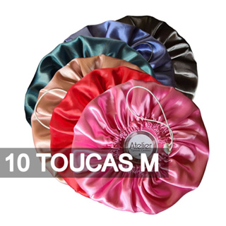 Kit 10 Toucas Cetim M Dupla Face Com Elástico Regulável em Oferta na Shopee