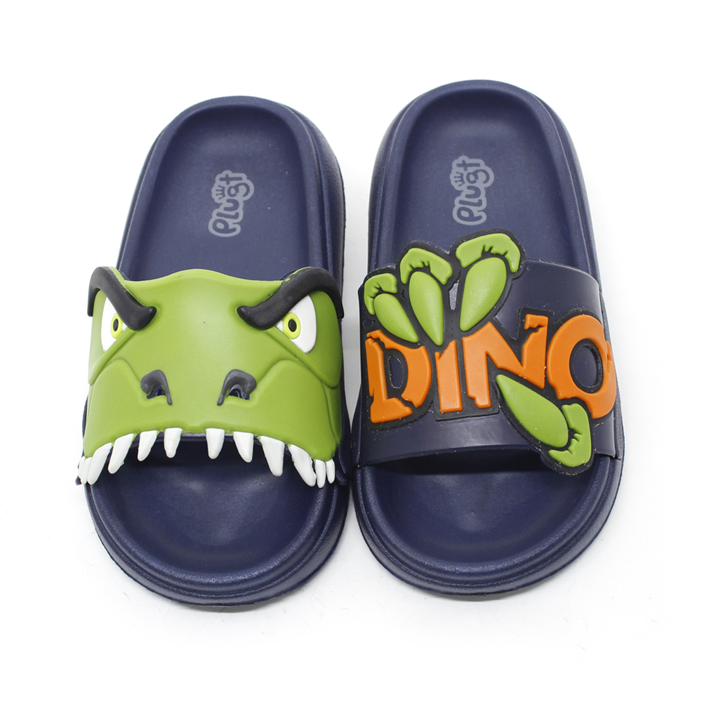 Chinelo Slide Nuvem Infantil Plugt Menino Dinossauro Floquinho Macio Divertido Confortável Seguro