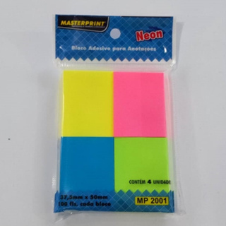 Bloco Adesivo Para Anotações 400 Folhas 4 Cores Neon Masterprint em Oferta na Shopee