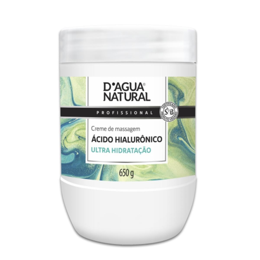 Creme de Massagem Acido Hialurônico E Colágeno Hidratante 650g Profissional Dagua Natural