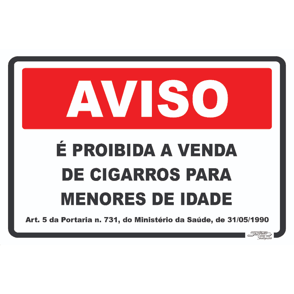 Placa É Proibida A Venda De Cigarros Para Menores De Idade em Oferta na Shopee