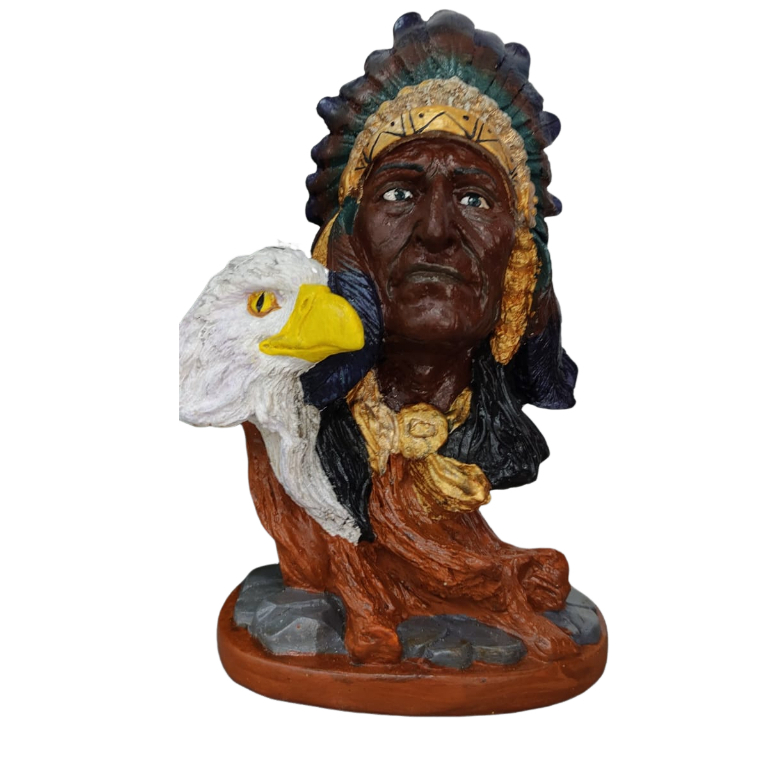 Imagem Busto Índio Pagé Caboclo Águia Branca gesso 20cm