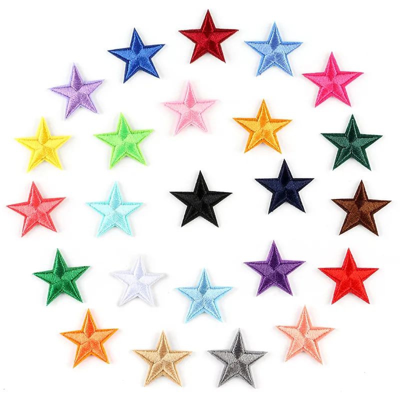 kit 10 Adesivo de Roupa Aplique Patch Bordado Termocolante Mini Estrela Estrelas 2,7cm