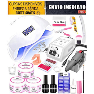 Kit Unhas Em Gel Manicure Cabine Lixadeira Eletrica Completo nº 63