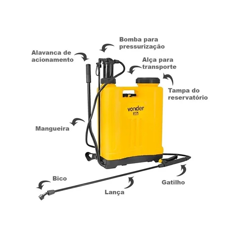 Pulverizador Costal Agrícola Manual 20 Litros Vonder( PRODUTO NÃO ACOMPANHA CAIXA)