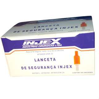 Lanceta 28G com Dispositivo 0,36MM x 1,5MM Injex - 100 unidades