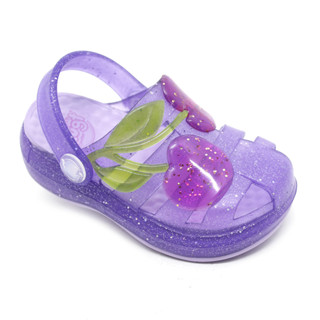 Sandália Babuche Papete Chinelo Infantil Plugt Menina Pop Leve Confortável Macio Cereja Glitter Lilás Roxo