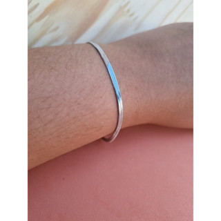 Pulseira Fita Laminada Fina De Aço Inox 316l Cobra Achatada Antialérgica Presente