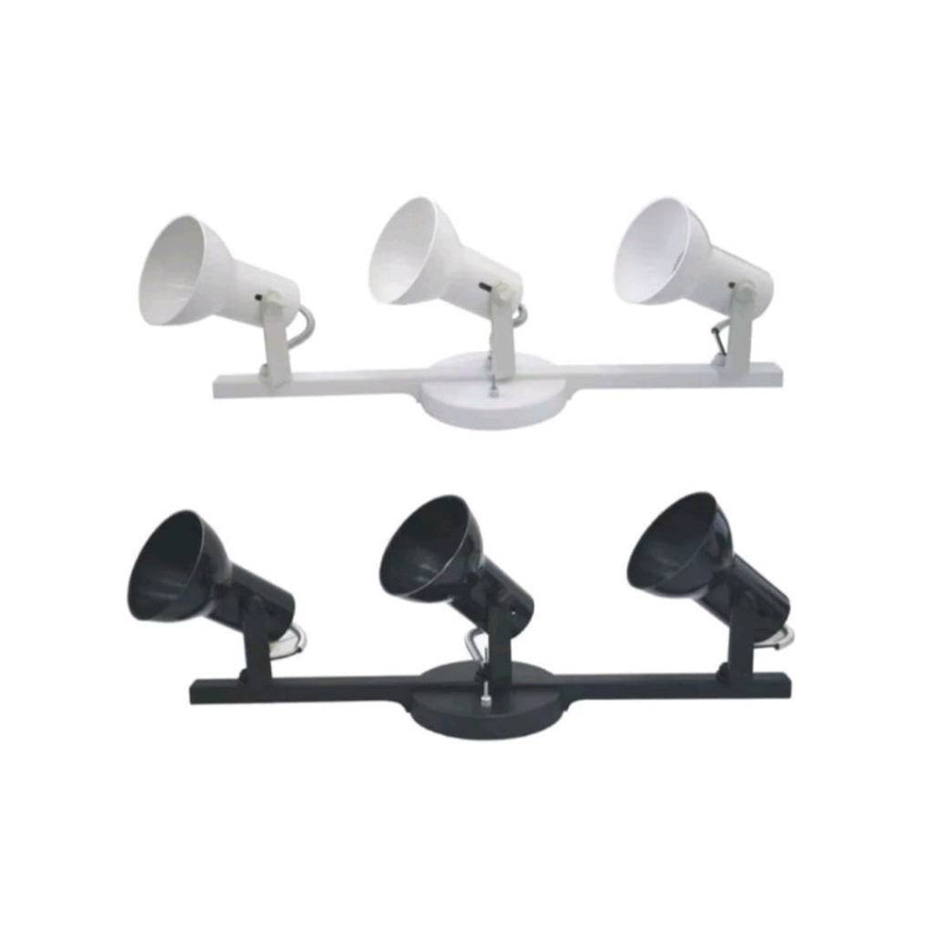 Luminária Spot Corneta Trilho Triplo 3 Sobrepor Direcionável E-27 Lâmpadas LED 20w em Oferta na Shopee