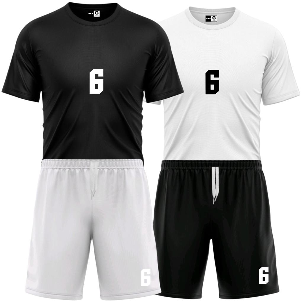 Kit Conjunto 1 Camisa e 1 Bermuda Futebol Dry Fit Jogo Academia Masculino Com Número 6