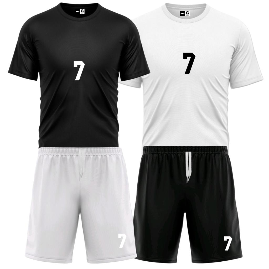 Kit Conjunto 1 Camisa e 1 Bermuda Futebol Dry Fit Jogo Academia Masculino Com Número 7