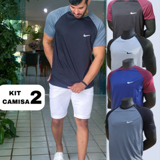 Kit 2 Camisetas Masulina Malha Esportiva Elastano