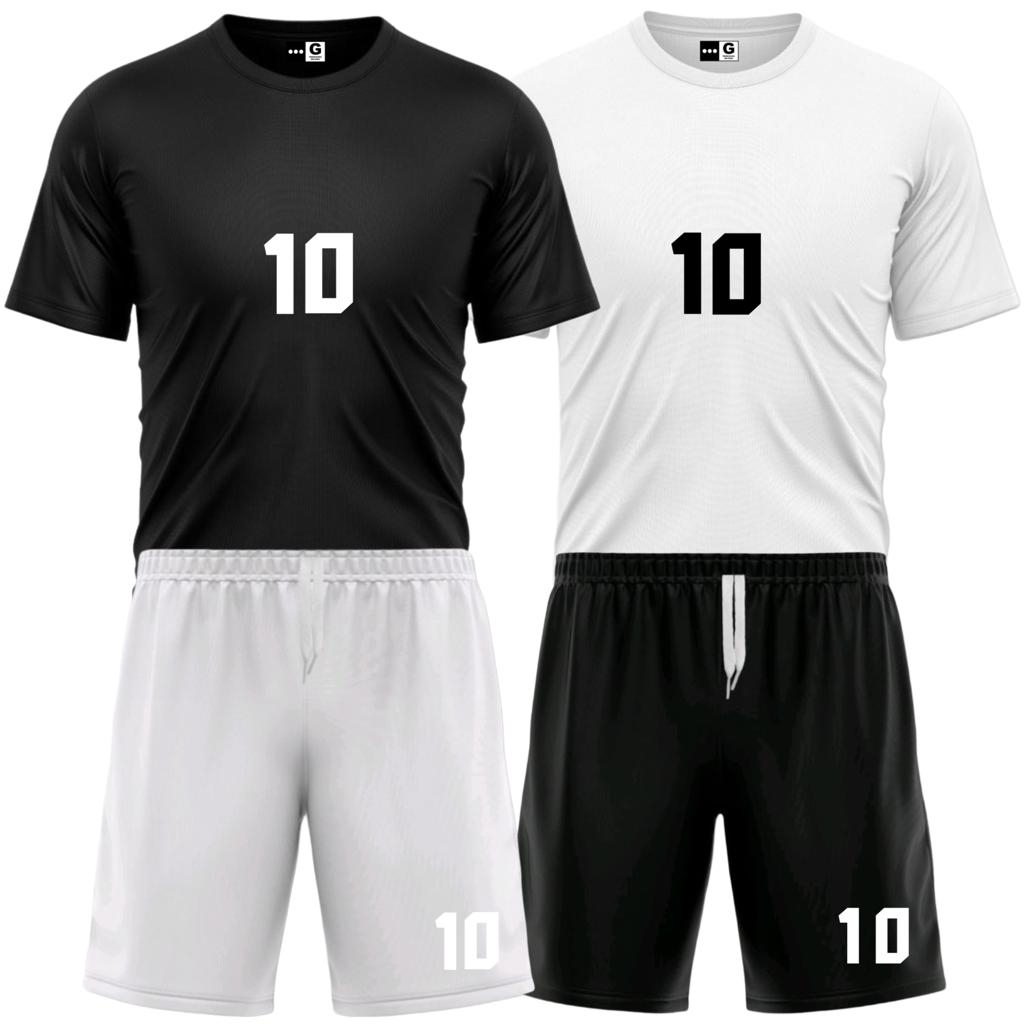 Kit Conjunto 1 Camisa e 1 Bermuda Futebol Dry Fit Jogo Academia Masculino Com Número 10