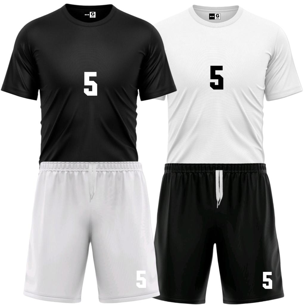 Kit Conjunto 1 Camisa e 1 Bermuda Futebol Dry Fit Jogo Academia Masculino Com Número 5