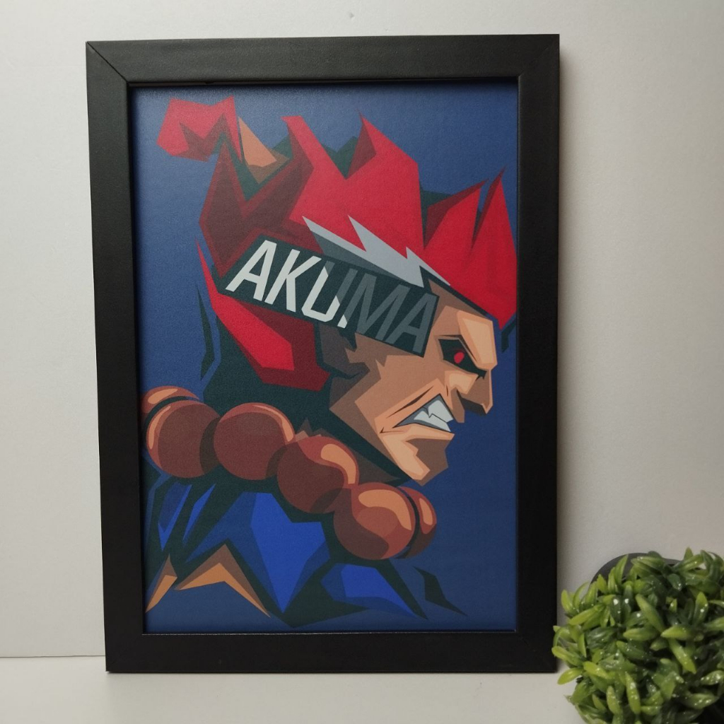 Quadro Decorativo com Moldura Akuma Street Fighter Akuma,Ken,Ryu,M.Bison