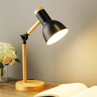 Luminária De Mesa Retratil Wood Com Base De Madeira