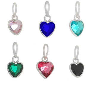 Pingente de Prata 925 Ponto de Luz Coração 6mm Diversas Cores