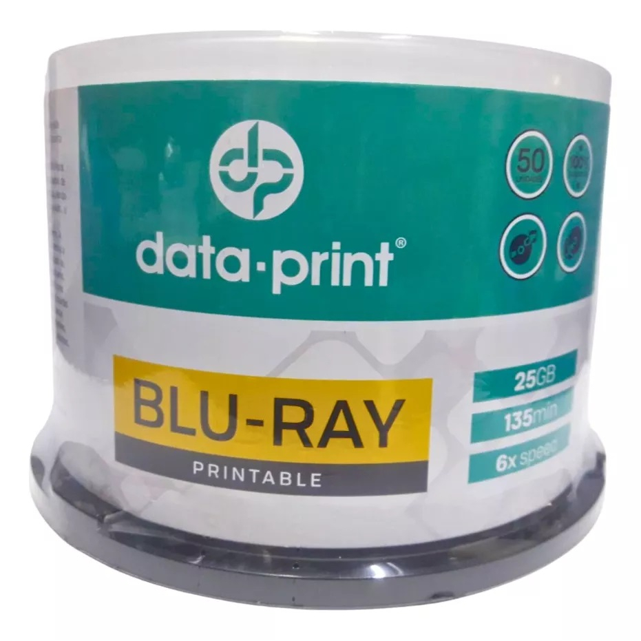 50 Mídia Virgem Bluray Bd-r Data Print Printabel 25GB